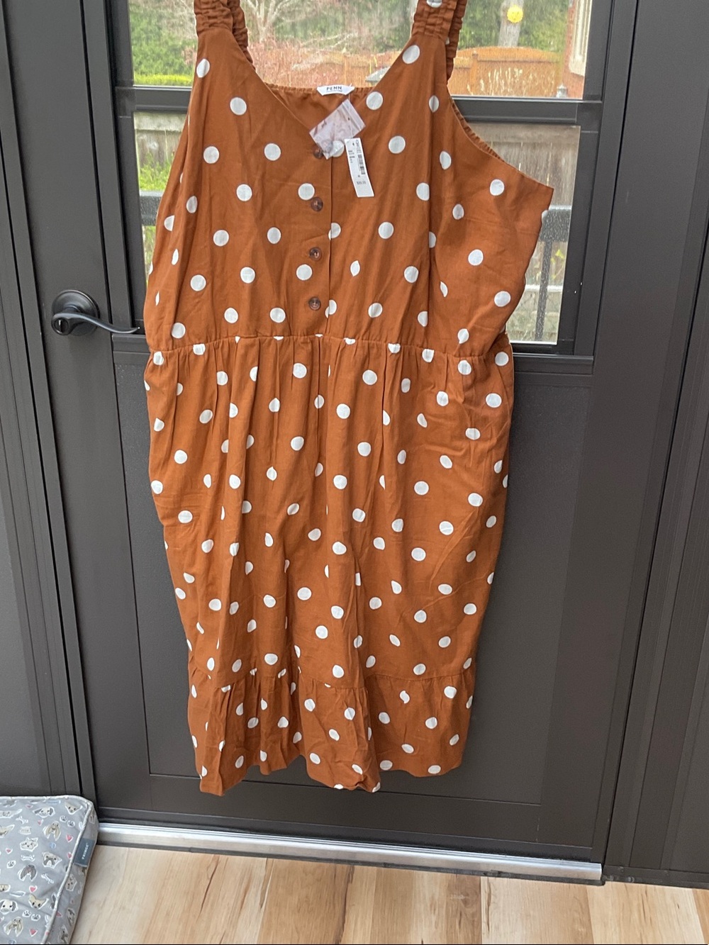 Penningtons Rust Brown Polka Dot Sundress NWT